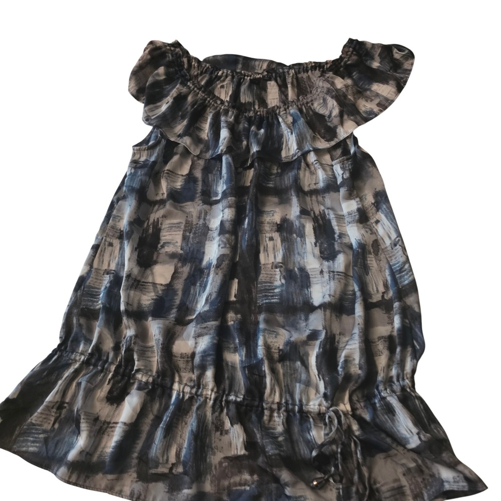 Essentials by Milano Womens XL Abstract Brushstroke Off Shoulder Smocked Blouse